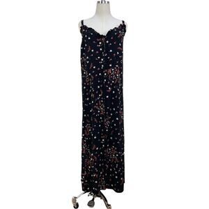Vintage Elisabeth by Liz Claiborne Petites Floral Printed Maxi Dress Black